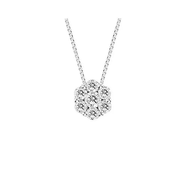 0.25 Ct. Diamond Cluster Pendant In 14K Gold