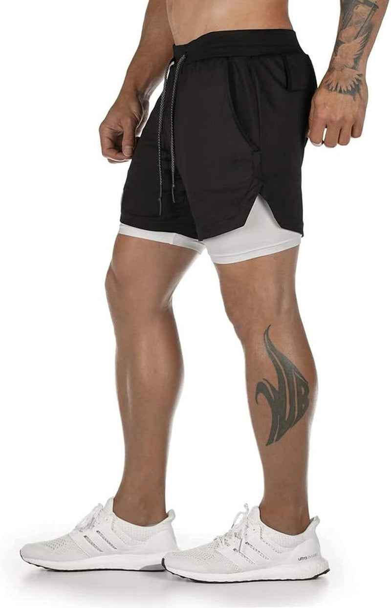 Mens Running Shorts，Workout Running Shorts for Men，2-In-1 Stealth Shorts，7-Inch Gym Yoga Outdoor Sports Shorts