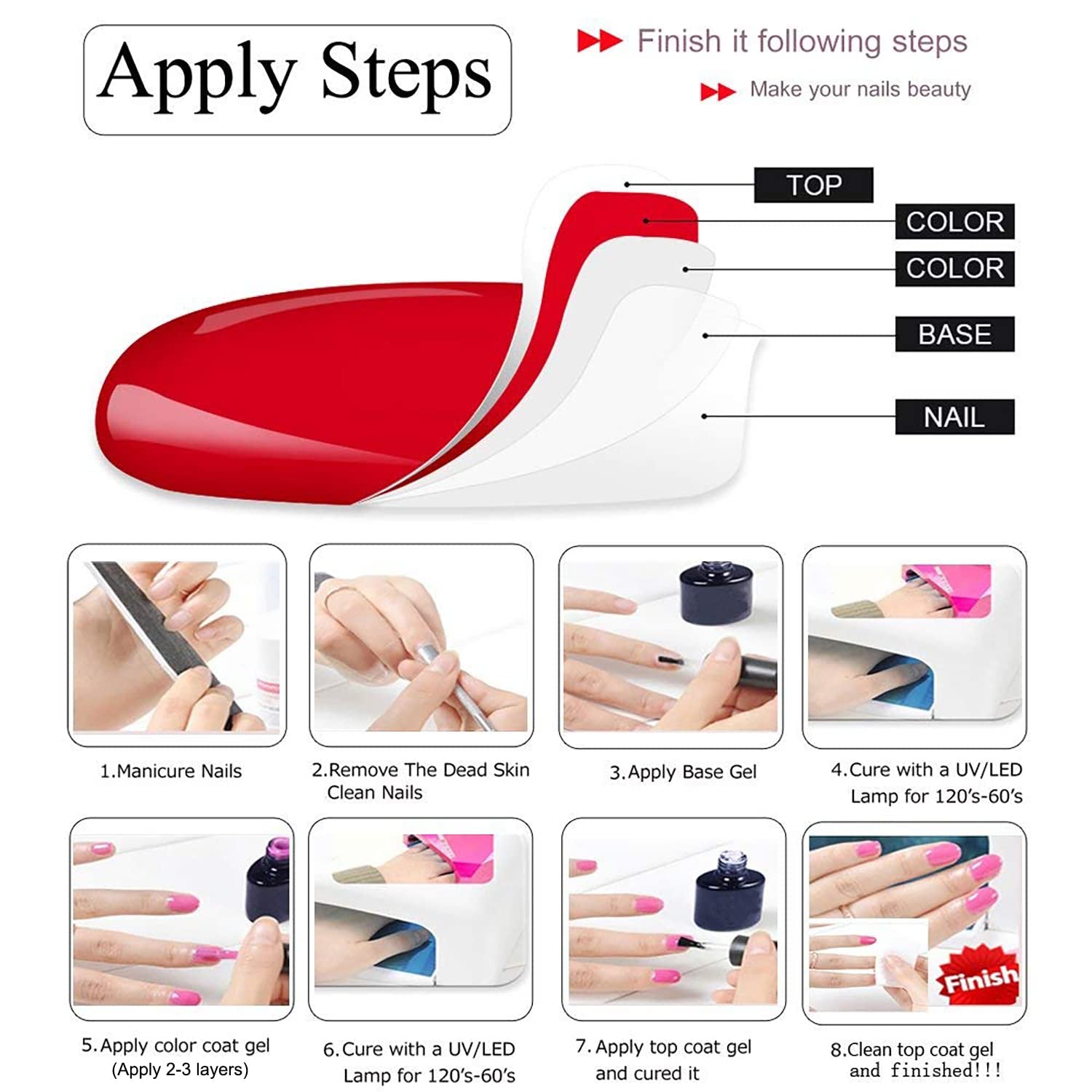 24pcs Gel Nail Polish Set Soak Off UV LED Glitter Gel Polish Pink Red Teal Nude Gel Colors Base Top Coats Nail Art Manicure Starter Kit 8ml #013