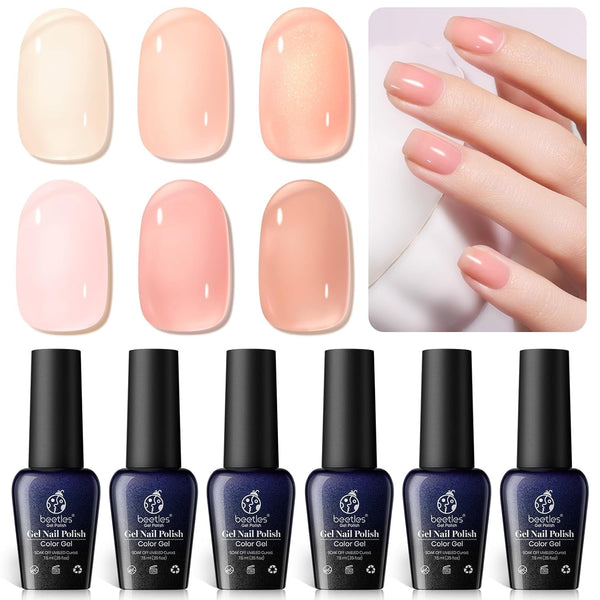 6 Colors Transparent Jelly Sheer Pink Nude Kit Libra Collection Soak off UV Nail DIY Home Art Design Gifts Spring Summer Nails