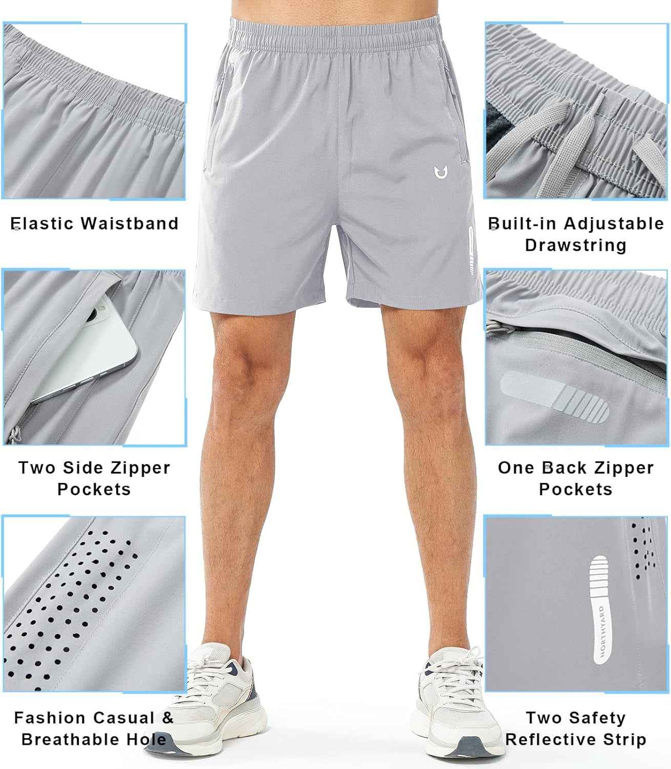 Men'S Athletic Running Shorts Quick Dry Workout Shorts 7"/ 5"/ 9" Lightweight Sports Gym Basketball Shorts Hiking