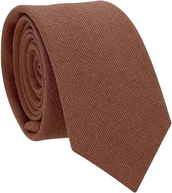 Mens Solid Color Necktie Cotton Neck Tie for Men
