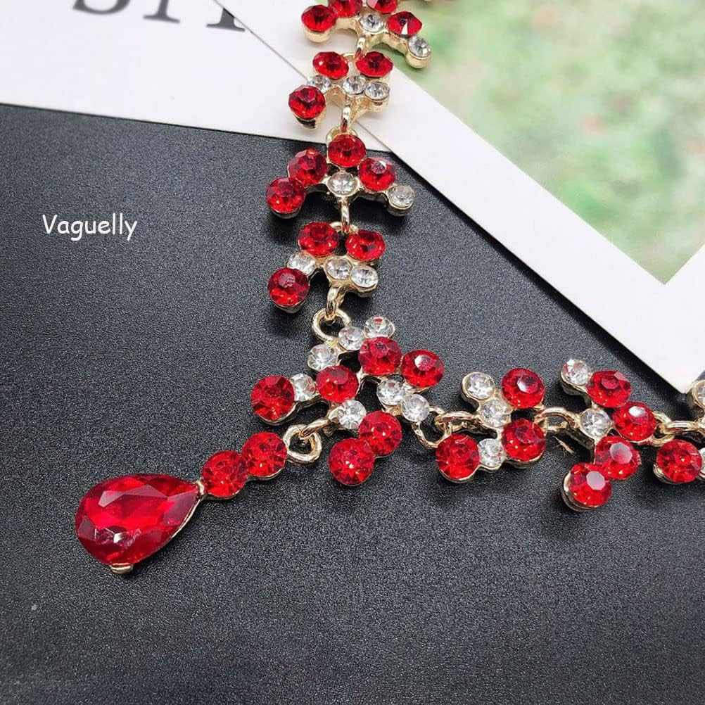 Vaguelly Wedding Tiaras and Earrings Set, Tiara and Necklace Set, Wedding Bridal Flower Jewelry Set Baroque Tiara Crystal Crown with Comb Retro Rhinestone Necklace Earrings Bridesmaids Queen Costume for Prom Party