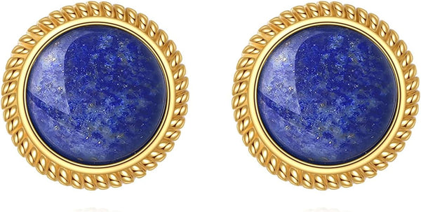 Lapis Lazuli Earrings Sterling Silver Blue Lapis Stud Earrings Natural Gemstone Post Earrings Lapis Lazuli Jewelry for Women