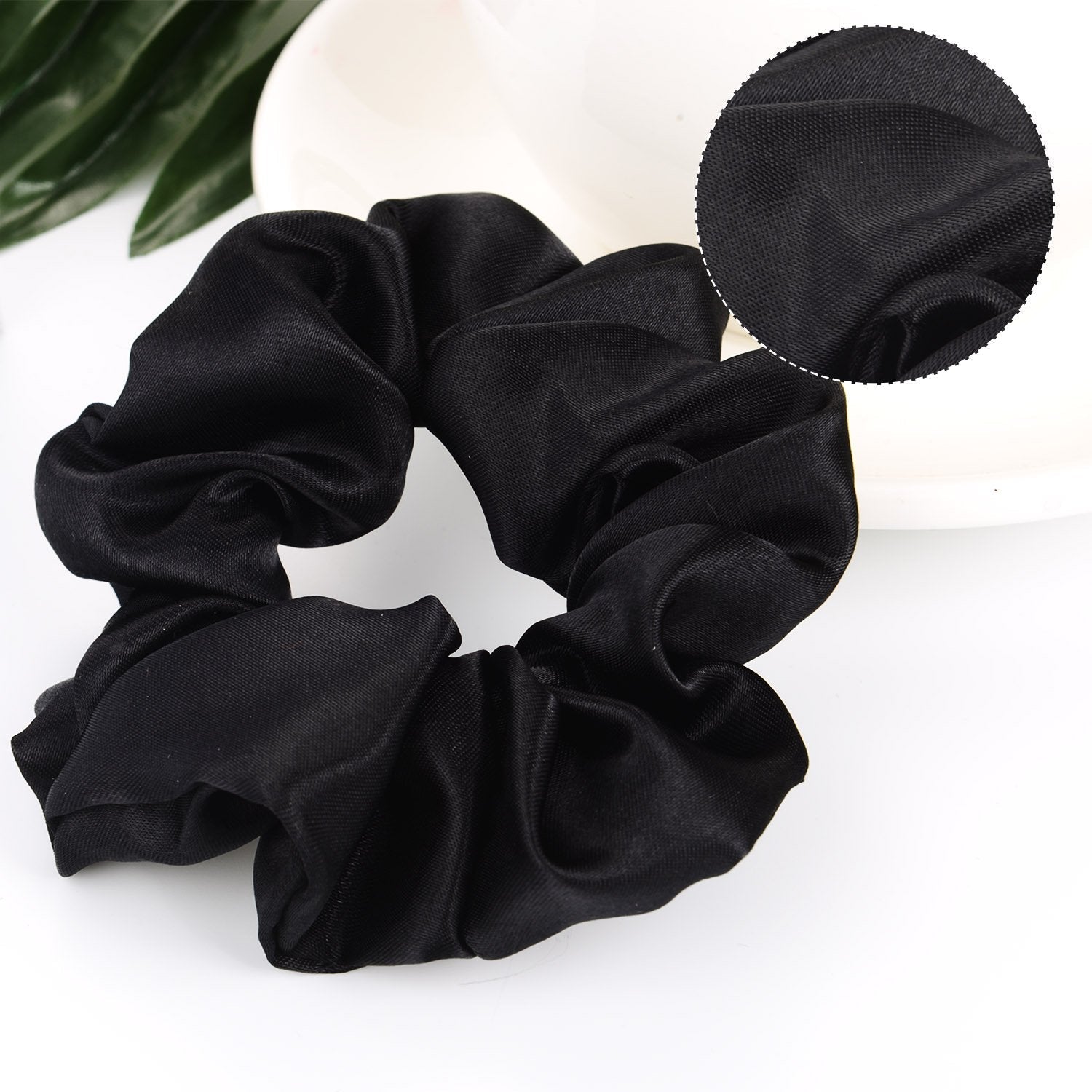 10 Pieces Satin Scrunchies Hair Ties Silky Small Elastic Hair Bobbles Ponytail Holders Curly Accessories for Women Girls Kids Adults(Black)