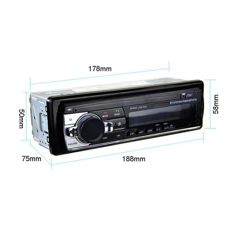 1DIN In-Dash Car Radio Stereo Remote Control Digital Bluetooth Audio Music Stereo 12V Car Radio USB/SD/AUX-IN Mp3 Player