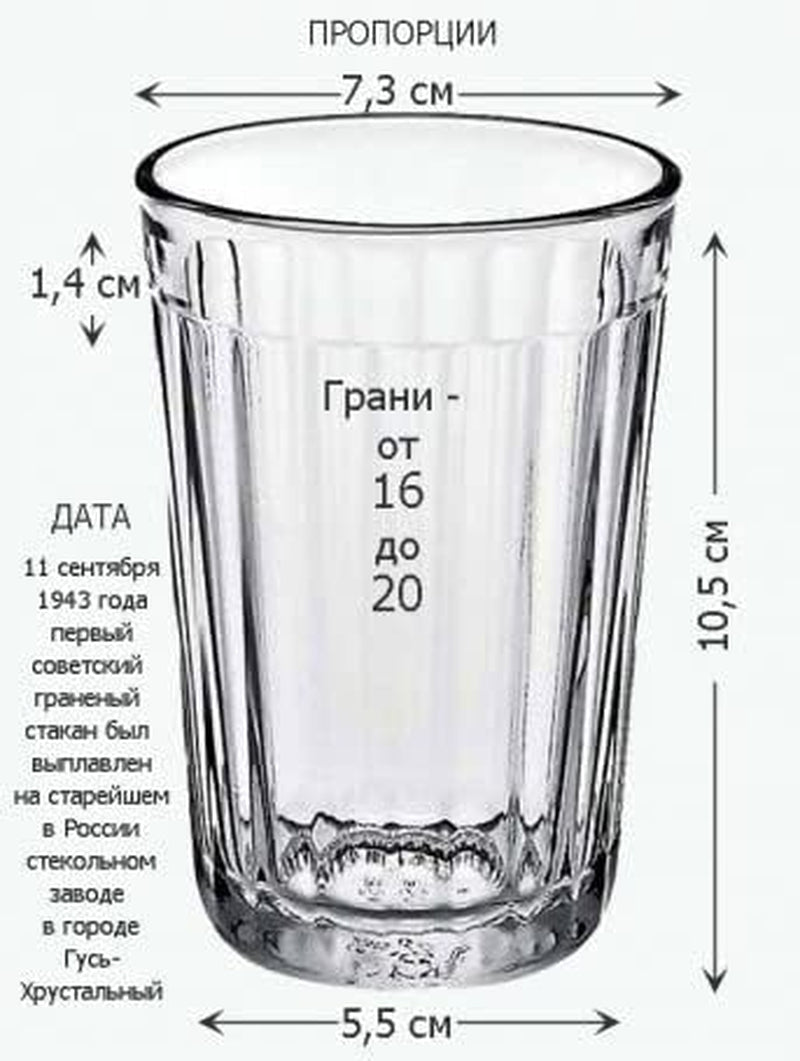 LOT 6 Russian Tea Glasses 8.5Oz 250Ml Granyonyi Stakan 20-Facet Fits Holder Podstakannik Glass - Russian Standard Glasses - Russian Glass Cup Tea - Vintage Ussr Drinking Glasses Russian