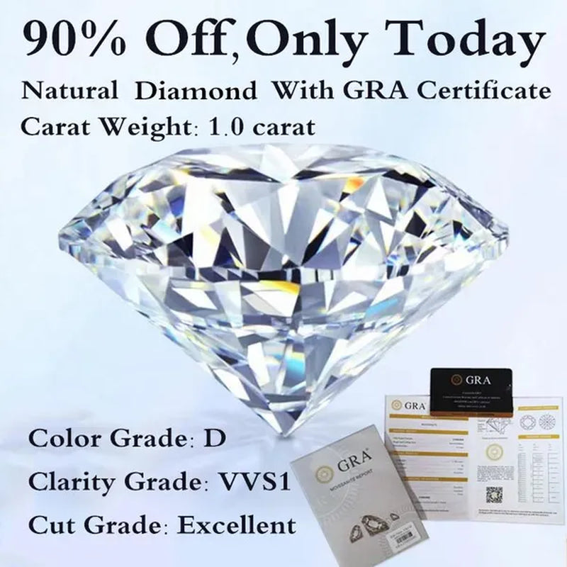 Natural Diamonds D Color Round Shape VVS1 Excellent Clarity Natual Diamonds With GRA Certificate Report and Card 1.0 Carat/ 2.0 Carat /3.0 Carat/4.0 Carat/5.0 Carat,Retail Price $9999