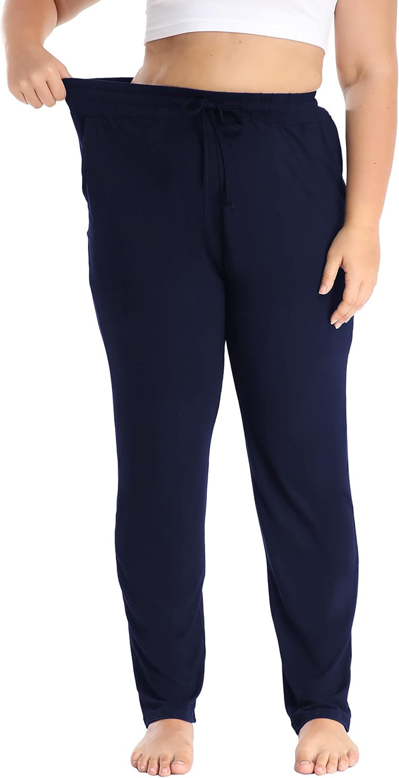 Women'S plus Size Comfy Lounge Pants Active Yoga Sweatpants Casual Stretchy Jogger Pants with Pockets Drawstring