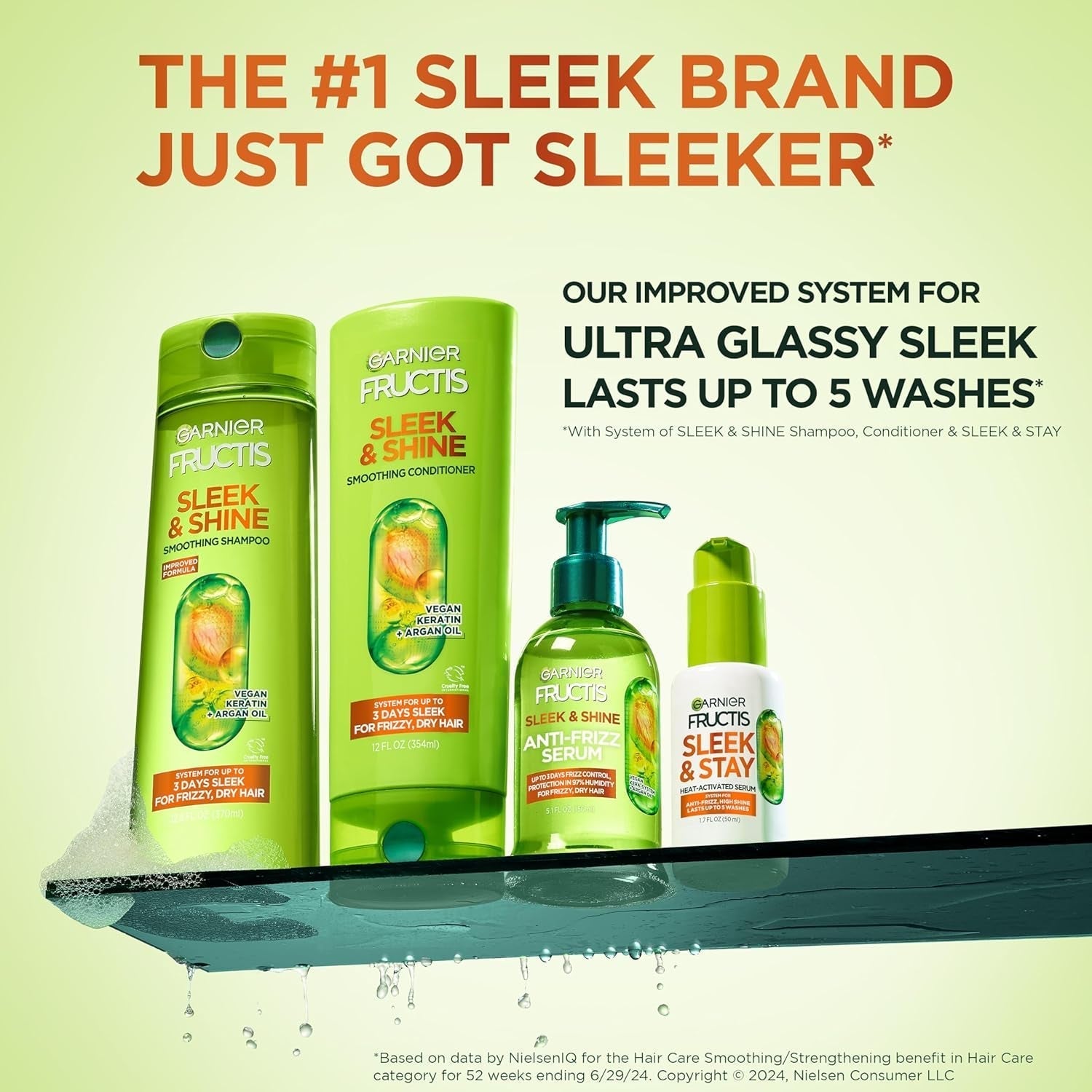 Fructis Sleek & Shine Conditioner, Frizzy, Dry, Unmanageable Hair, 21 Fl. Oz.(Packaging May Vary)