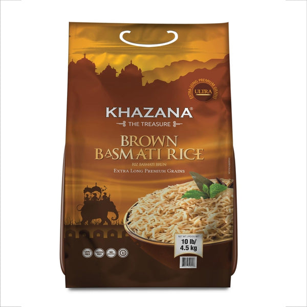 Authentic Brown Basmati Rice by  in 10 Lb Bag - Aromatic and Flavorful Indian Grain - Non-Gmo, Gluten Free, Kosher, Cholesterol Free