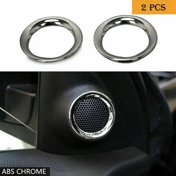 Car Inetrior Front Door Stereo Speaker Protector Decoration Ring ABS Cover Fit for Jeep Grand Cherokee 2011 2012 2013 up Chrome