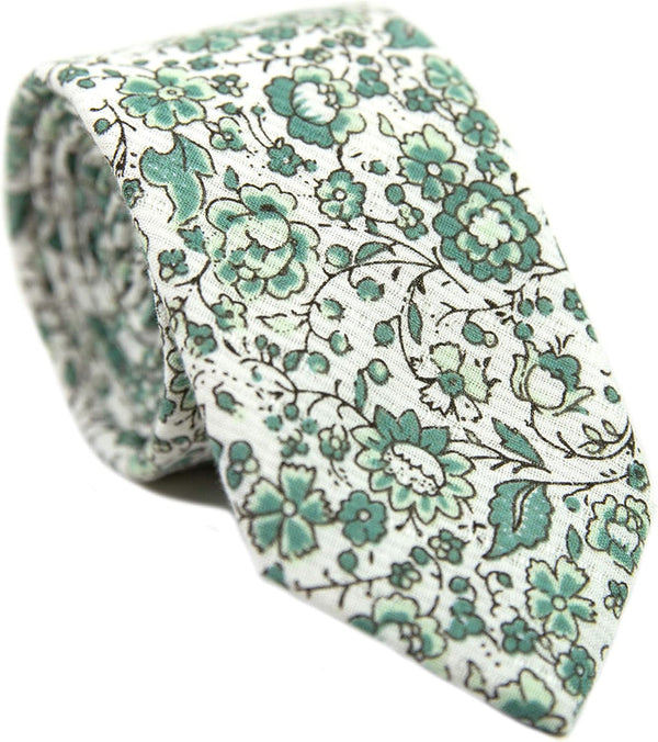 Men'S Skinny Tie Floral Print Cotton Necktie, Great for Weddings, Groom, Groomsmen, Missions, Dances, Gifts.