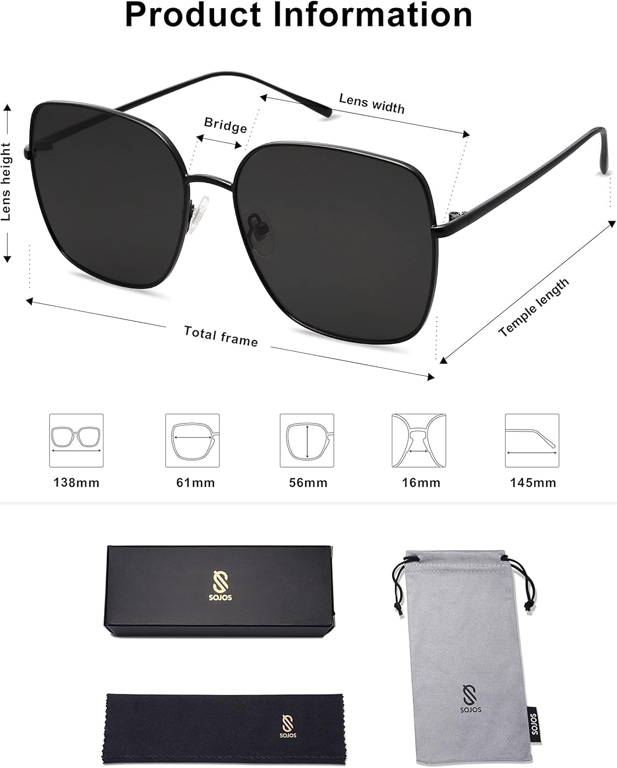 Trendy Oversized Square Metal Frame Sunglasses for Women Men Retro Big Flat Lens UV Protection Sunglasses SJ1146
