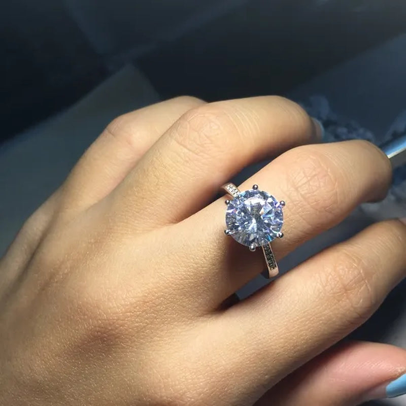 Sterling Silver Big 4 Carat Sona Diamond Wedding Engagement Ring