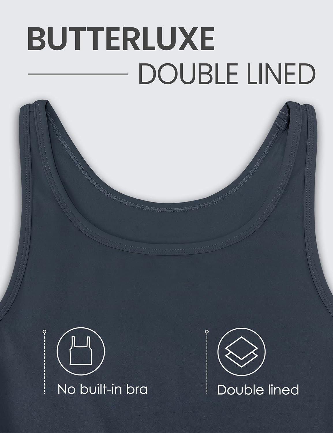 Womens Butterluxe Double Lined Workout Tank Tops Scoop Neck Racerback Cropped Casual Sleeveless Shirt