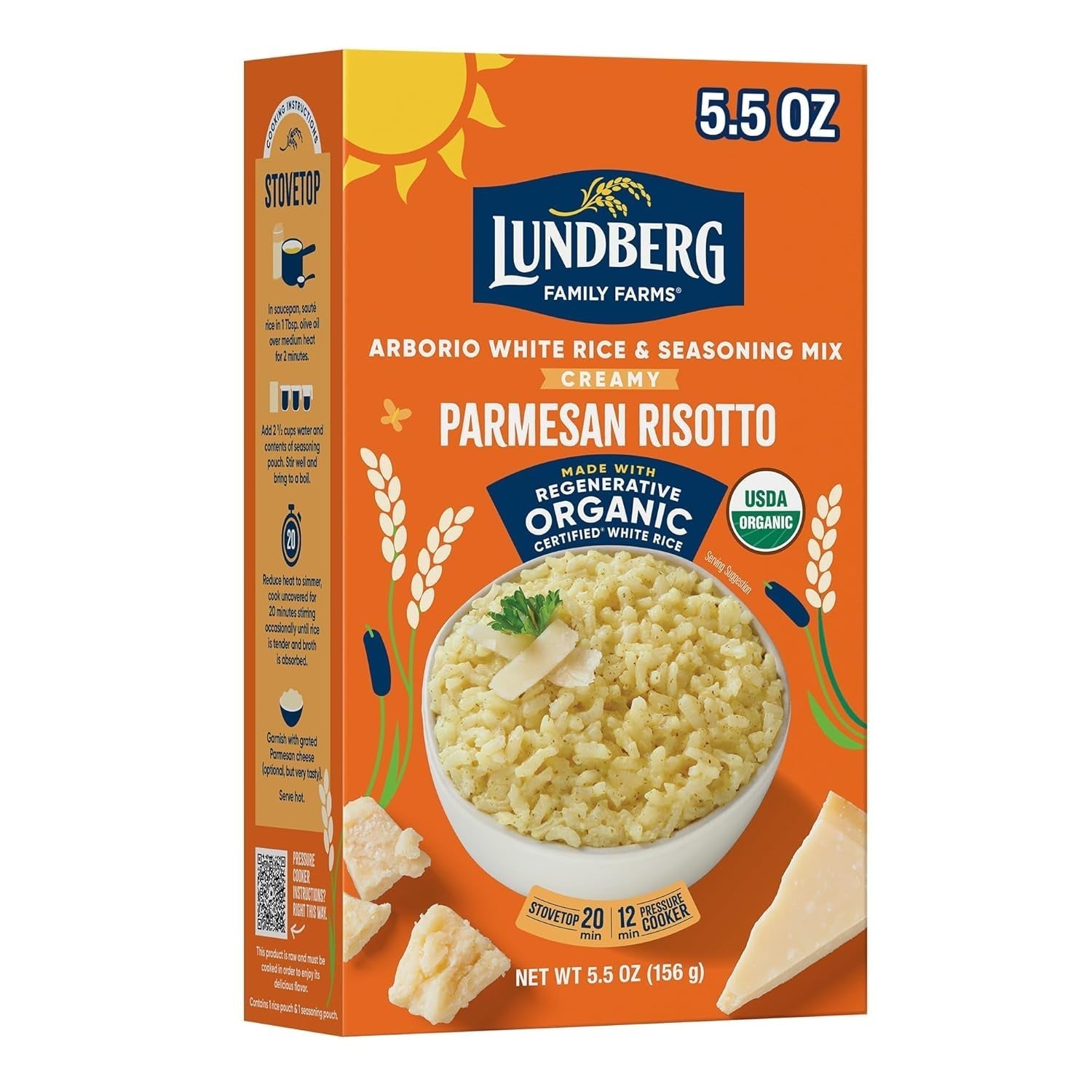 Organic Creamy Parmesan Risotto Seasoned Rice - Regenerative Organic Certified Arborio Rice & Seasoning Mix, Gluten Free, 5.5 Ounce Box