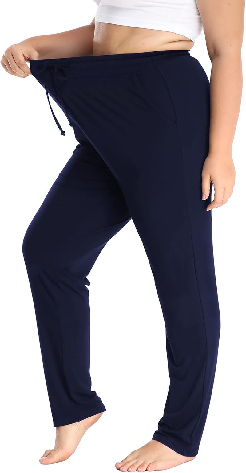 Women'S plus Size Comfy Lounge Pants Active Yoga Sweatpants Casual Stretchy Jogger Pants with Pockets Drawstring