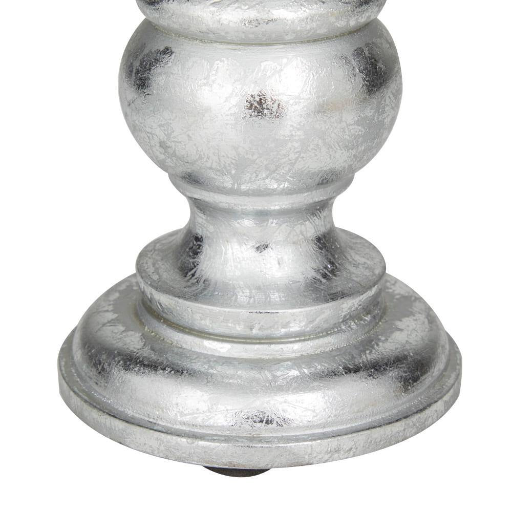 Silver Mango Wood Turned Style Pillar Candle Holder (Set of 3)