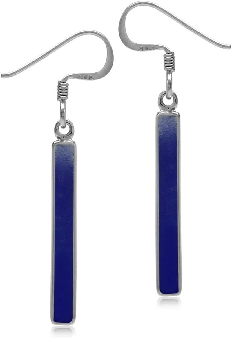 Stone Inlay White Gold Plated or 18K Gold Plated 925 Sterling Silver Long Stick Dangle Hook Earrings Jewelry for Women