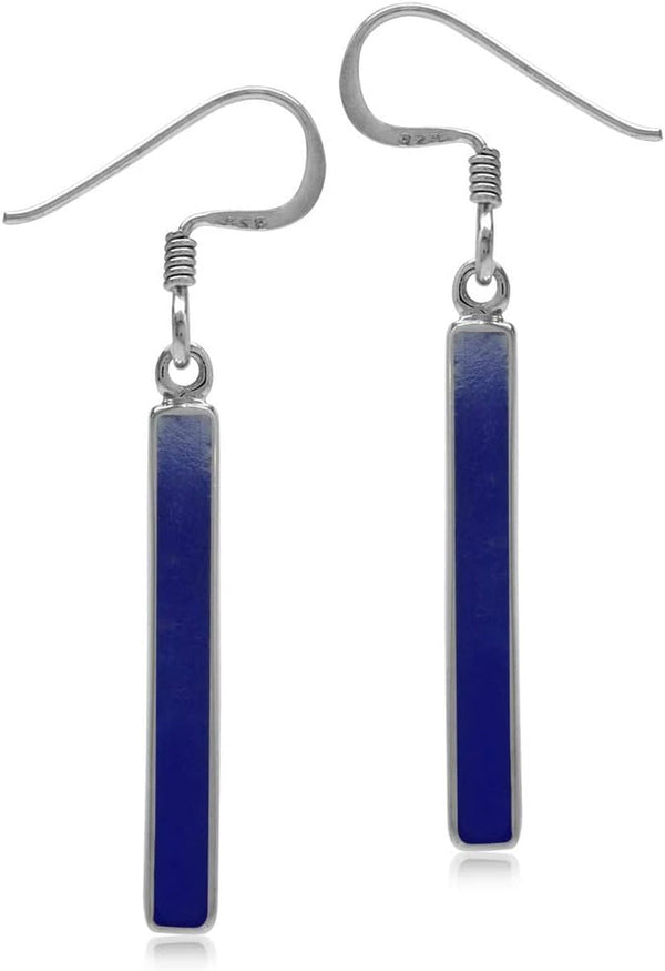 Stone Inlay White Gold Plated or 18K Gold Plated 925 Sterling Silver Long Stick Dangle Hook Earrings Jewelry for Women