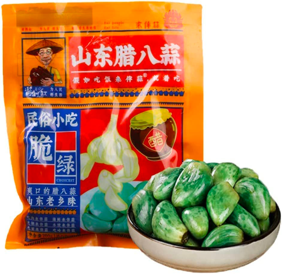 Laba Garlic,Jade Garlic,Pickled Vegetable,Fresh Green Garlic,250G/Pack,Sugar Garlic,Vegan,Pickled Garlic,Crisp Refreshing,Chinese Green Laba Garlic Pickled,Perfect for Rice,Chinese Specialty (2Pack)
