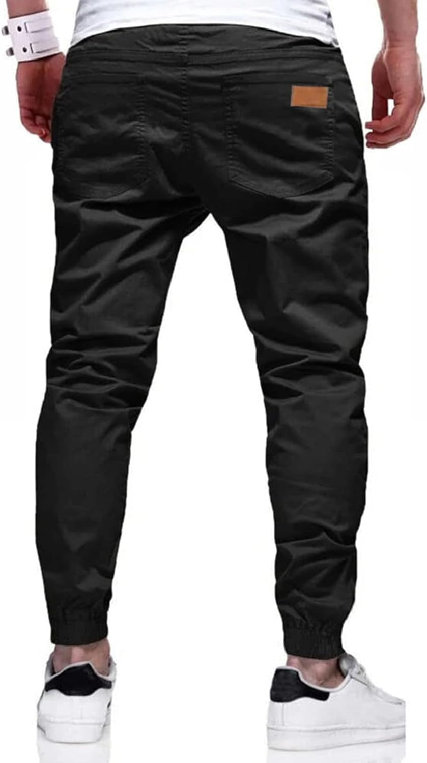 Joggers for Men Cotton Drawstring Chino Cargo Pants Hiking Outdoor Twill Track Jogger Sweatpants