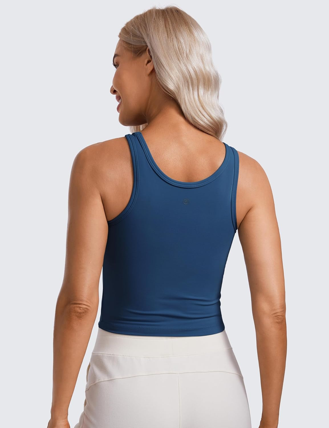 Womens Butterluxe Double Lined Workout Tank Tops Scoop Neck Racerback Cropped Casual Sleeveless Shirt