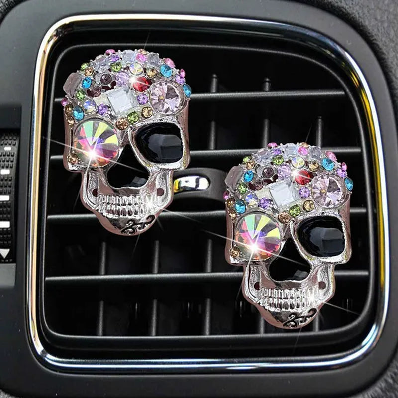 1 Pc Crystal Skull Car Air Fresheners Vent Clips Car Diffuser Vent Clip Rhinestone Car Decoration Cute Car Interior Decor Bling Car Accessories