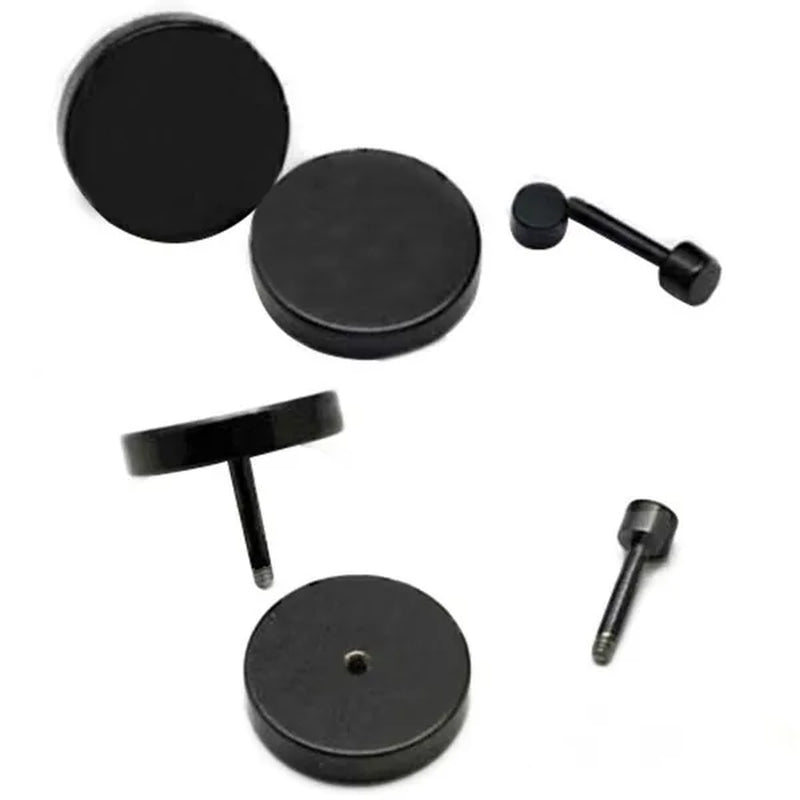 Punk Style Medical Titanium Black Silver round Barbell Stud Earrings Women Men'S Gothic Jewelry Rock Piercing Earring 1 Pair