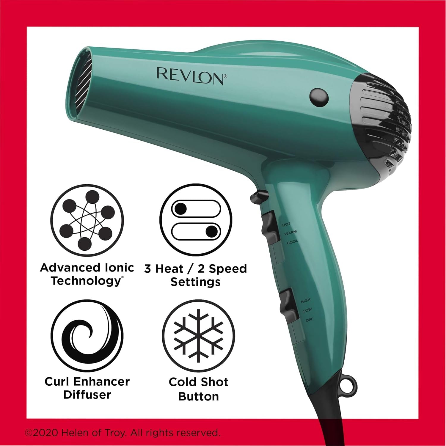 1875W Blow Dryer with Ionic Technology for Salon Styled Finish with Less Frizz (Green)