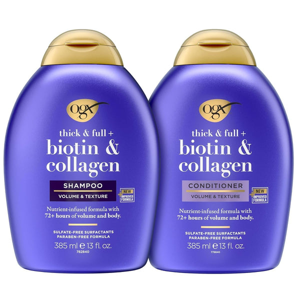 Thick & Full + Biotin & Collagen Shampoo & Conditioner Set, (Packaging May Vary), Purple, 13 Fl Oz (Pack of 2)