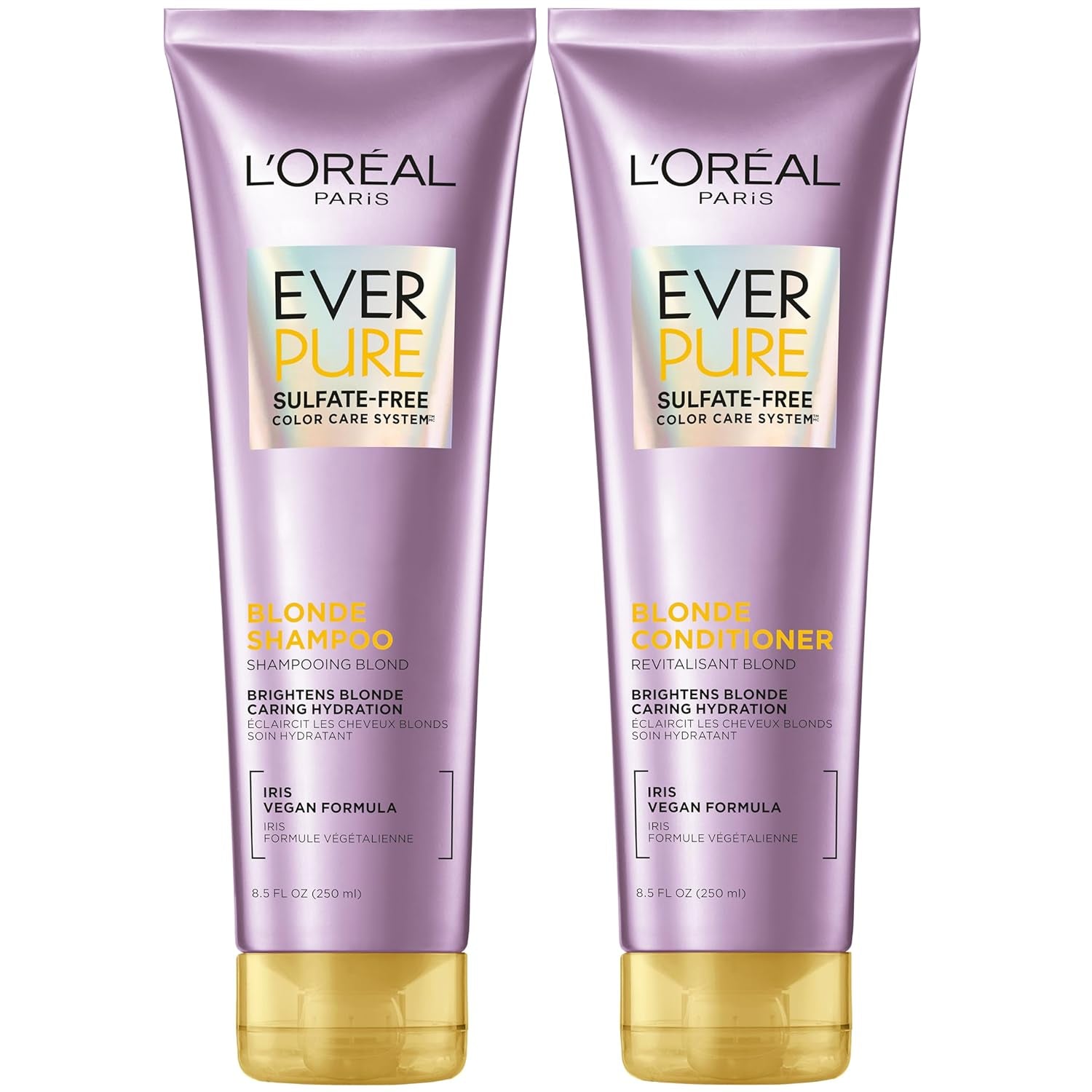 Blonde Sulfate Free Shampoo and Conditioner for Color-Treated Hair, Neutralizes Brass + Balances, Everpure, 8.5 Fl Oz, Set of 2