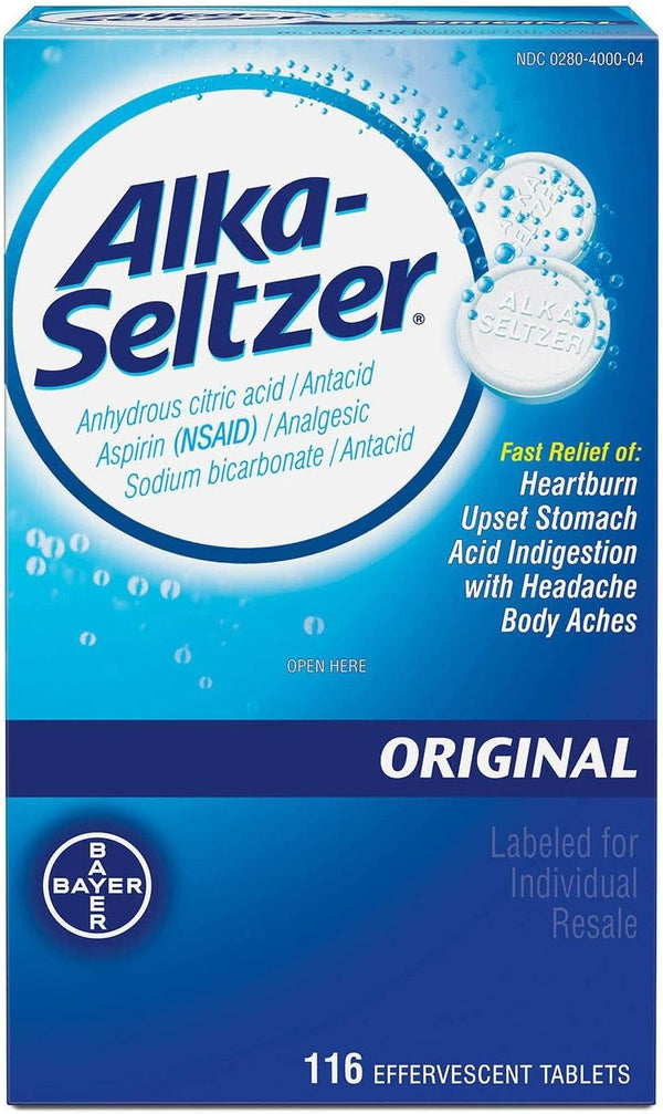 Alkaseltzer Original Effervescent Antacid Tablets 116Ct (2 Pack)