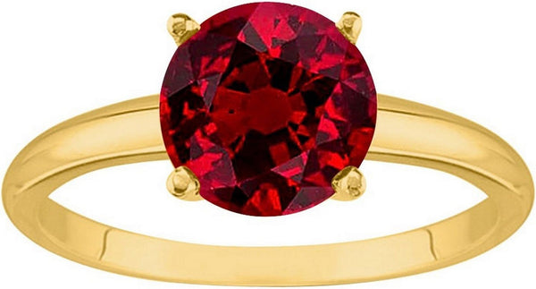 1/2-5 Carat 14K Yellow Gold round Ruby 4 Prong Diamond Engagement Ring (AAA Quality)