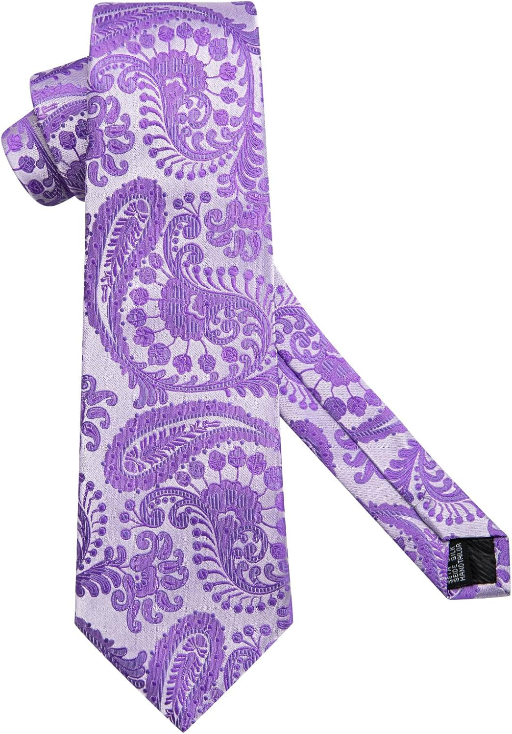 Mens Paisley Floral Silk Tie for Men Striped Necktie and Pocket Square Cufflinks Set Wedding Business