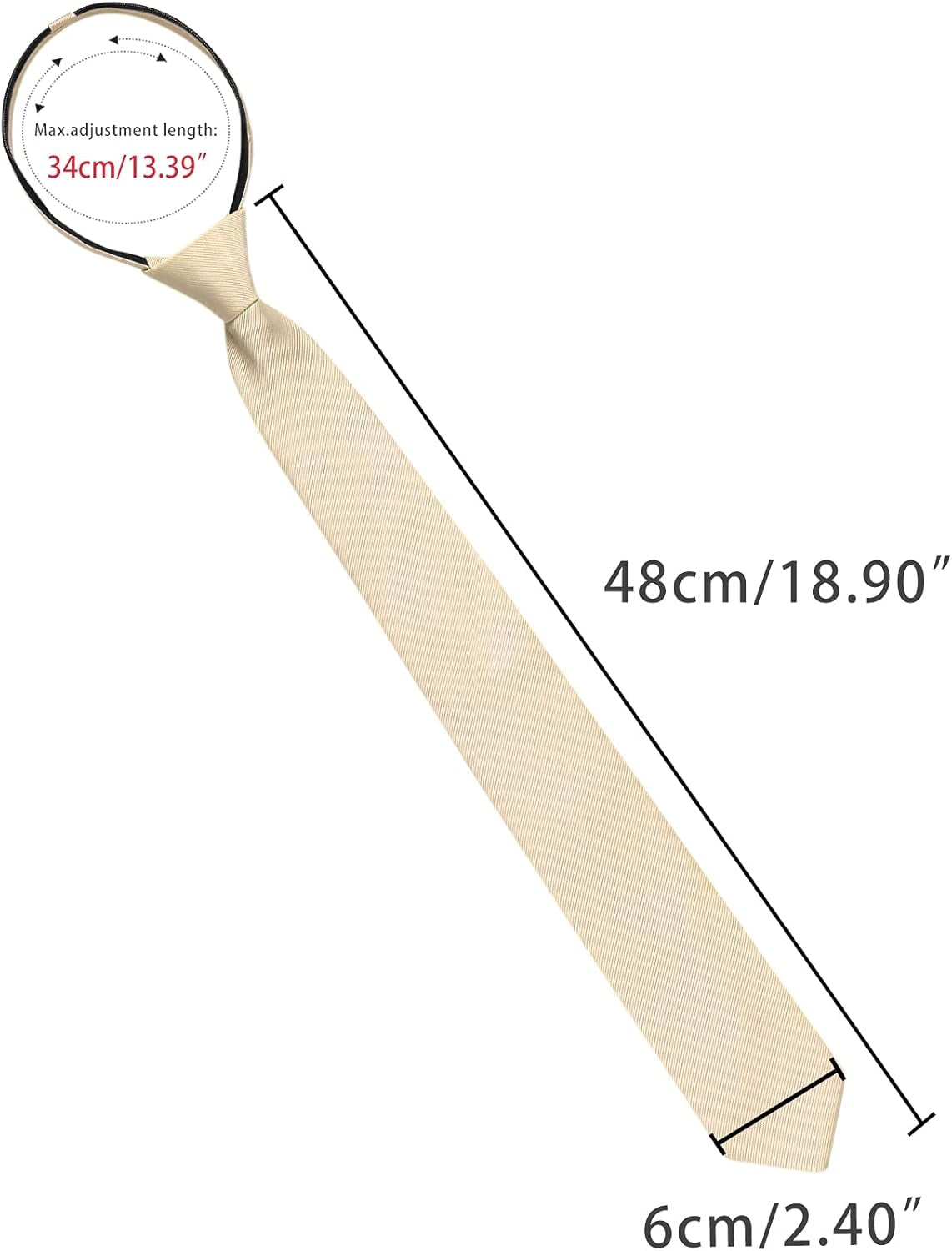 Men'S Skinny Pretied Solid Color Zipper Ties Neck Adjustable Strap Wedding Groom Tie
