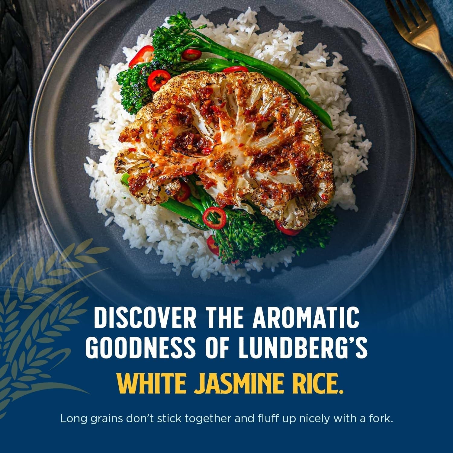 Jasmine Rice, Long Grain White Rice - Non-Sticky, Fluffyaromatic Rice, Sustainably Grown in California, Pantry Staples, Chip Clip Included, 32 Oz