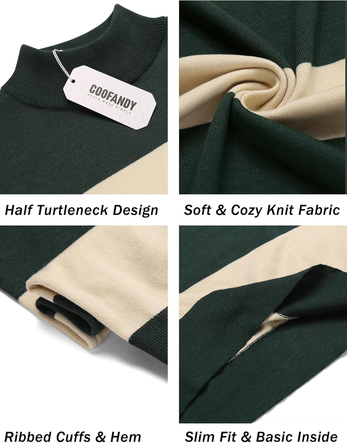 Mens Mock Turtleneck Sweater Short Sleeve Casual Dress Sweater Slim Fit Pullover Basic Knit Tee