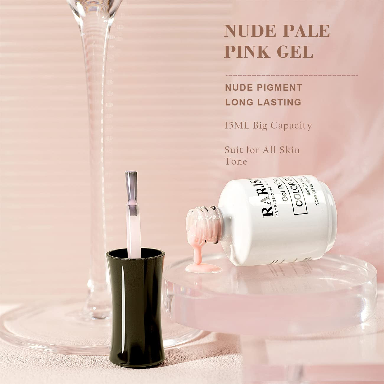 Nude Gel Polish Pale Pink Neutral Nude Colors Skin Tone Light Pink Gel Nail Polish 15Ml Single Bottle Sheer Jelly Transparent Polish Soak off UV LED Cured for Home Salon DIY French Manicure