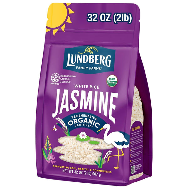 Jasmine Rice, Regenerative Organic Certified – Non-Sticky, Aromatic Long-Grain White Rice, Responsibly Grown in California, 32 Oz