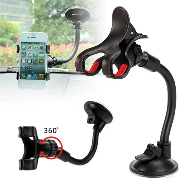 Universal Long Arm 360 Degrees Rotation Windshield Dashboard Car Mount Holder Cradle System for iPhone Mobile Cell Phone GPS