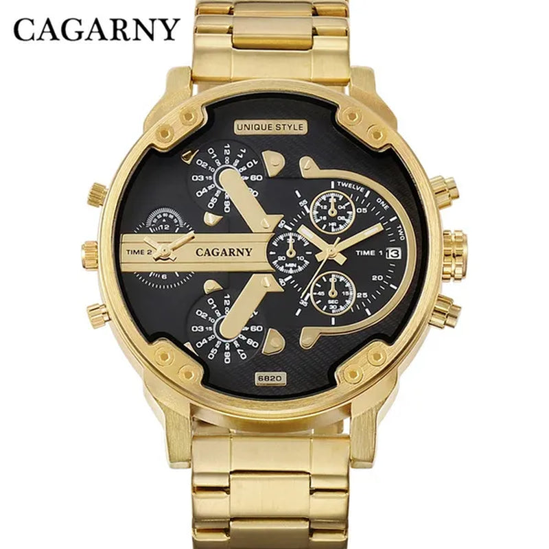 CAGARNY Brand Design Watch Man Fashion Luxury Gold Steel Bracelet Strap Quartz Wristwatches Business Male Gifts Watches NATATE