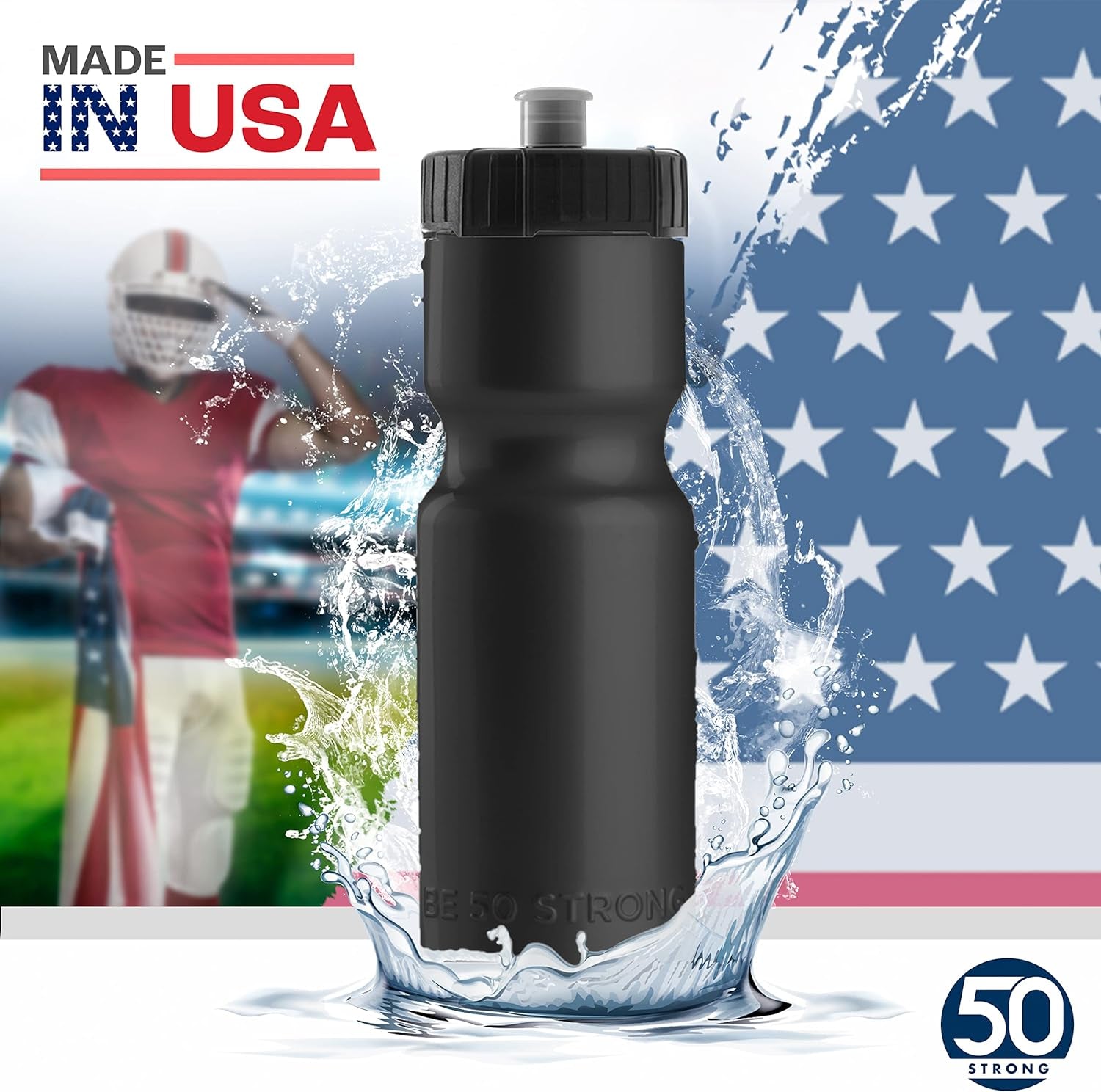 Sports Water Bottles – Reusable 22 Oz Bpa-Free Plastic Bottles with Pull Top Cap – Made in USA – Top Rack Dishwasher Safe – Fits Most Bike Cages Brand