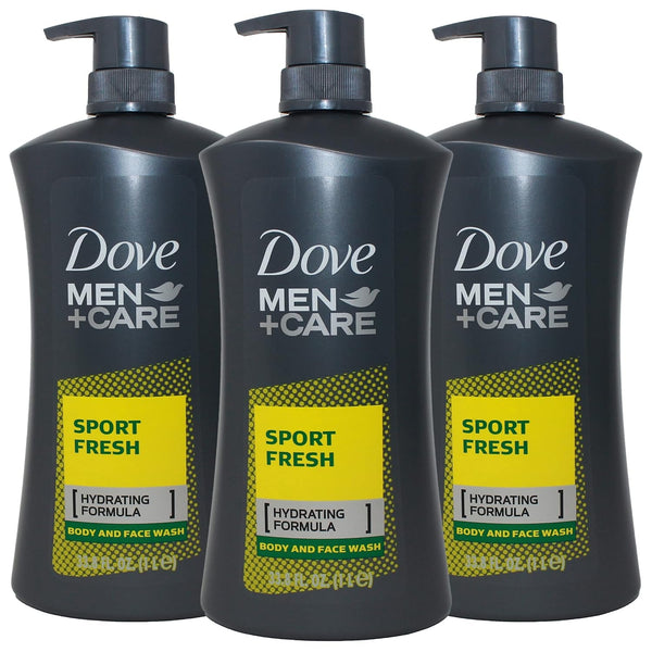 Men+Care Sport Fresh Body Wash for Men, Hydrating Formula, 33.8 Ounce Pump Bottle (Pack of 3)