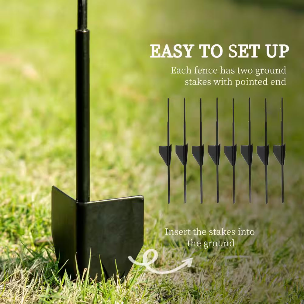 138.5 In. Metal Flower Garden Fence