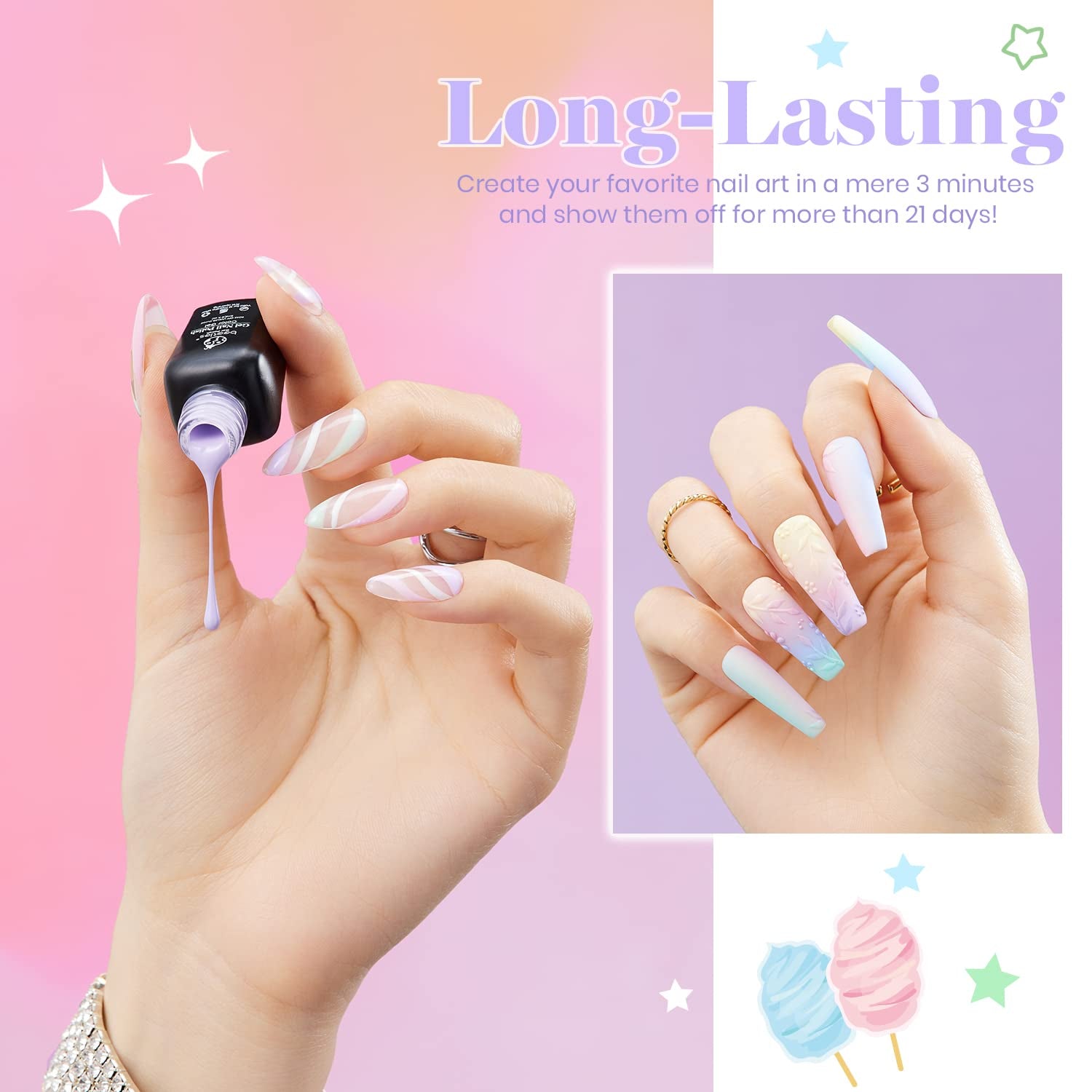 Beetles Pastel Gel Nail Polish,6 Colors Macaron Pink Blue Green Yellow Purple Soft Pastel Gel Polish Soak Off Uv Gel Manicure Spring Gel Polish Nail Art Design DIY Home Salon Gift for Women Girl