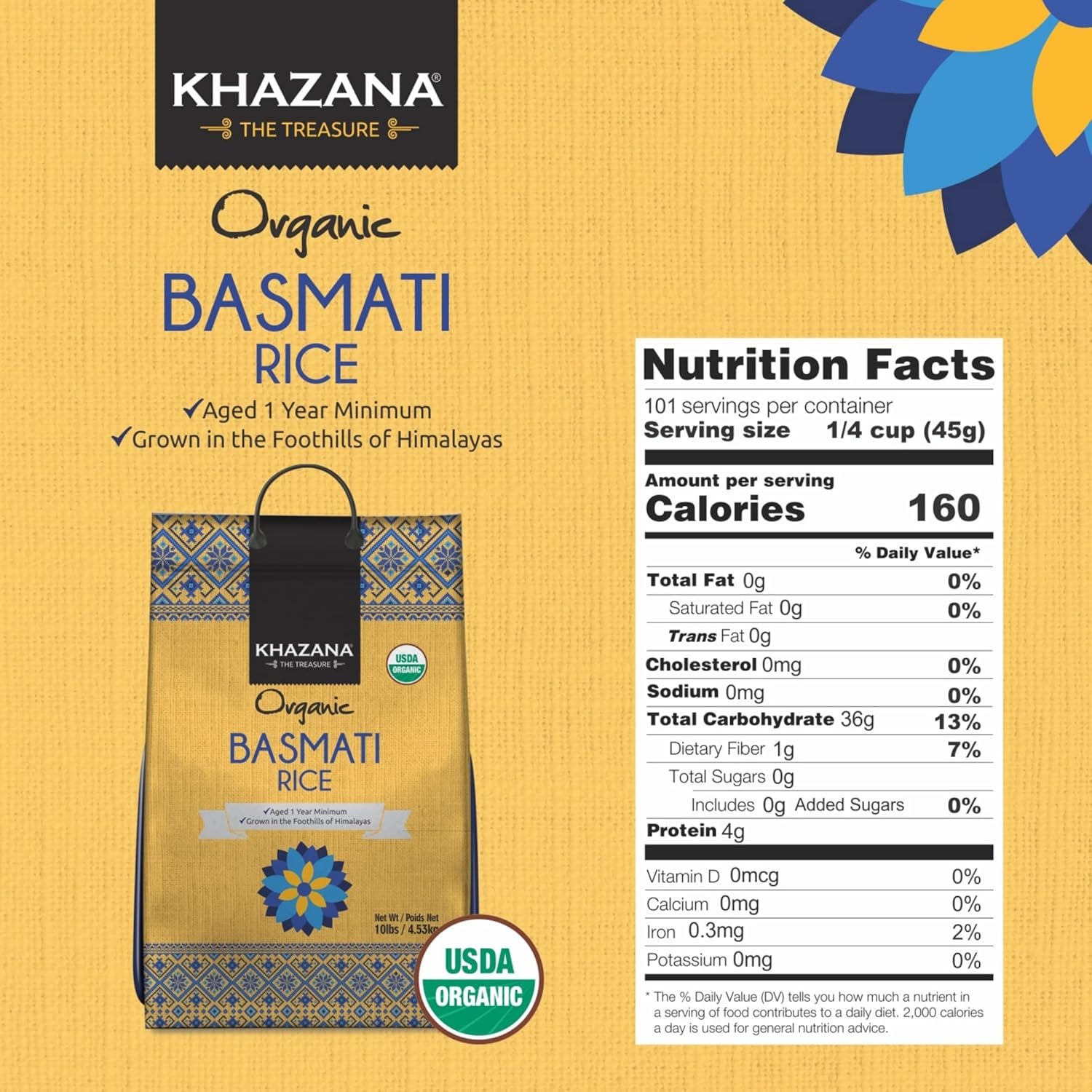 Authentic Organic Basmati Rice by  in 10 Lb Bag - Aromatic and Flavorful Indian Grain - Non-Gmo, Gluten Free, Kosher, Cholesterol Free