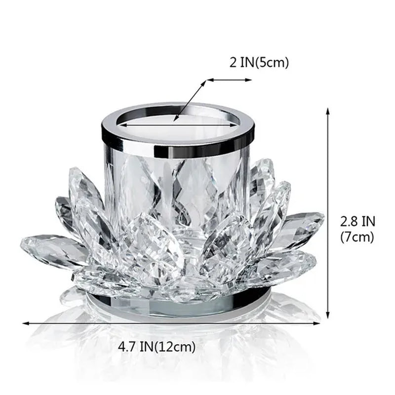Handmade Lotus Flower Glass Crystal Clear Tealight Candle Holders Table Wedding Centerpieces
