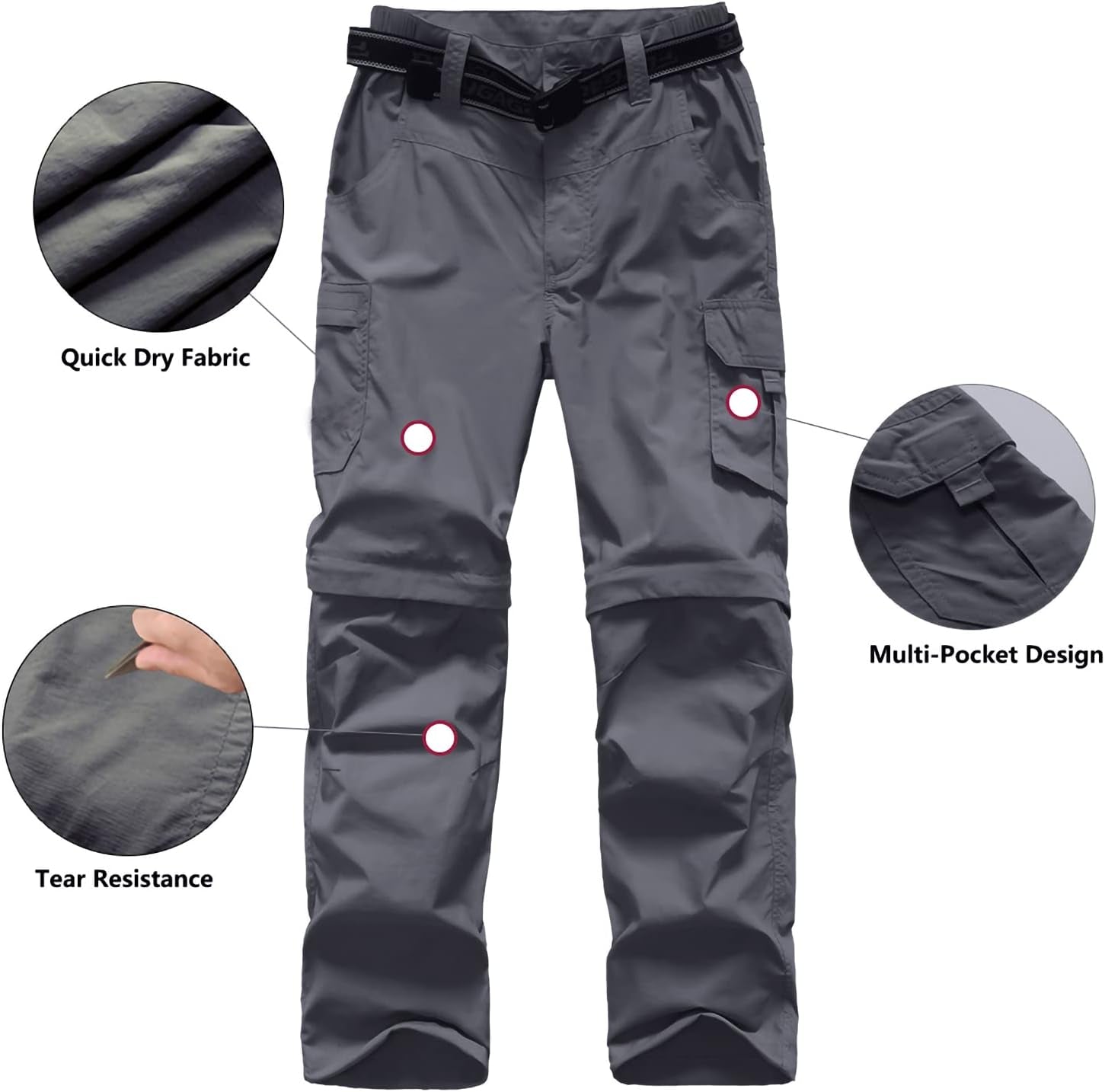 Boy’S Scout Pants Convertible Hiking Quick Dry Zip off Pants Outdoor Climbing Casual Trouser Kids Youth Cargo Pants